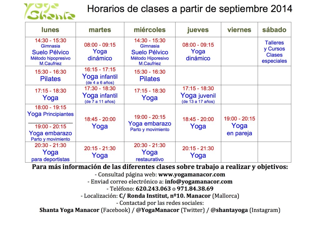 horarios septiembre 2014