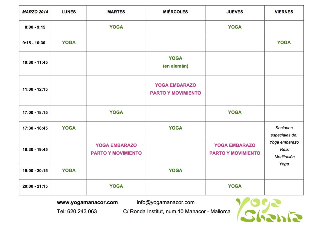 Horaris MARZO 2014