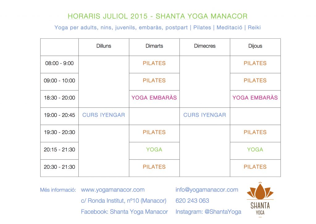 HORARIS JULIOL 2015