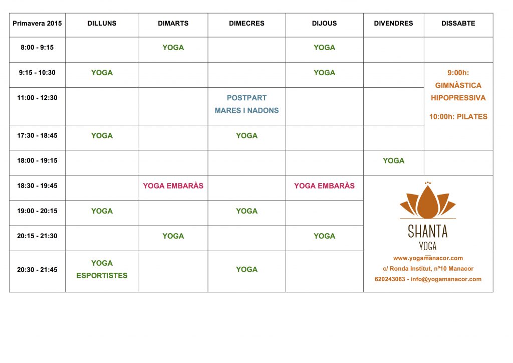 Primavera 2015-horarios