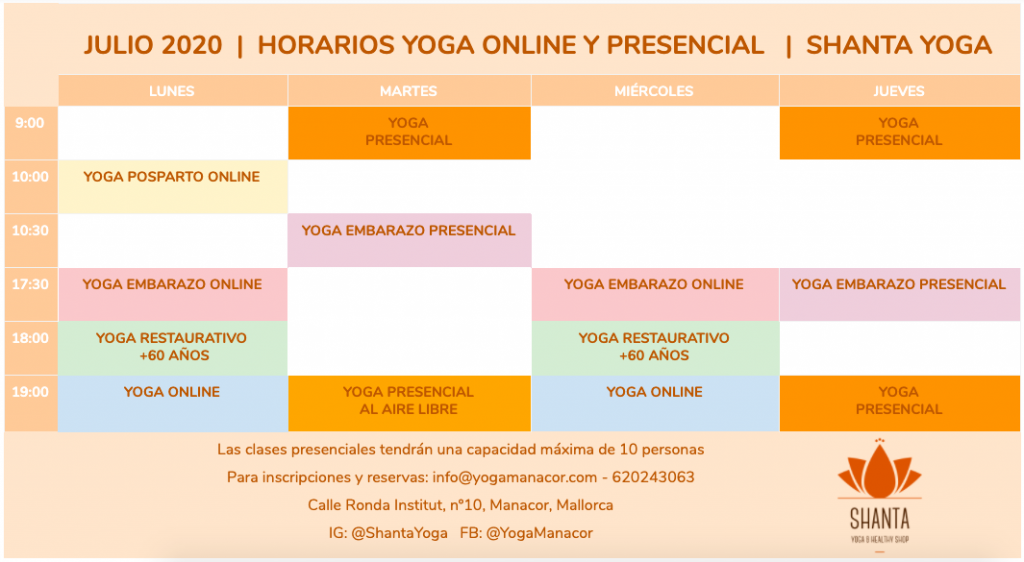 Horarios Yoga Manacor Mallorca